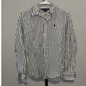 Ralph Lauren Black and White Striped Button Down Shirt